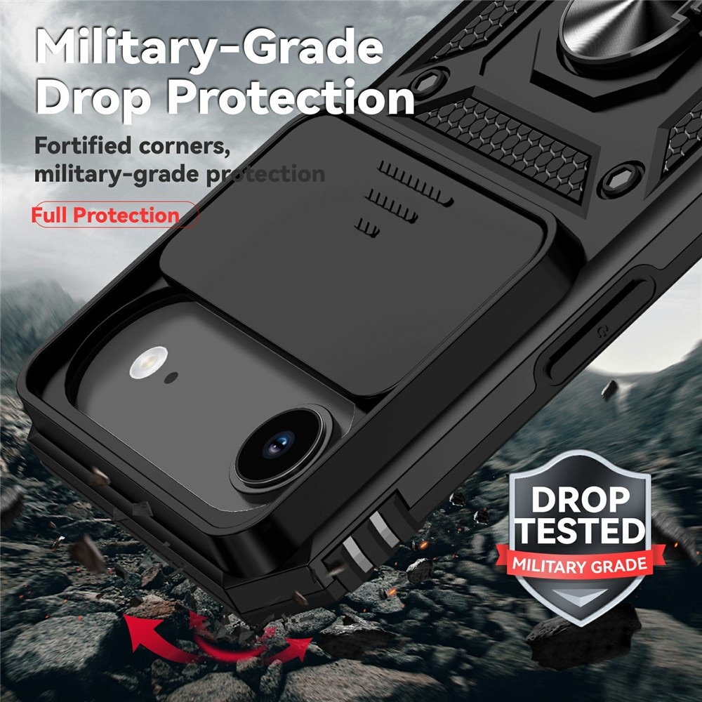 Cover ibride con anello e protezione fotocamera iPhone 17 Air Nero