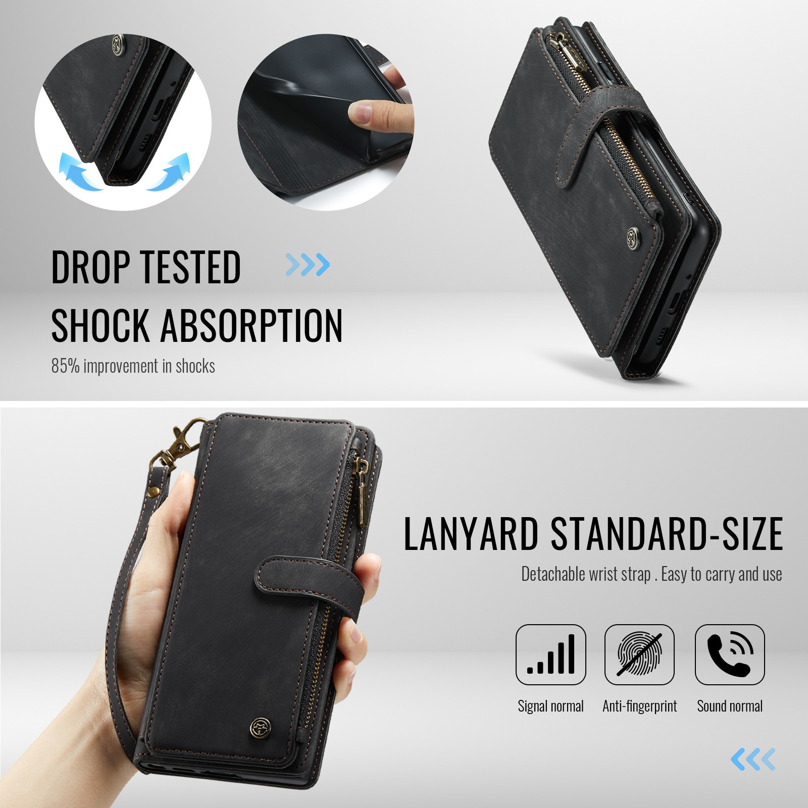 Custodie a portafoglio Zipper Google Pixel 10 Nero
