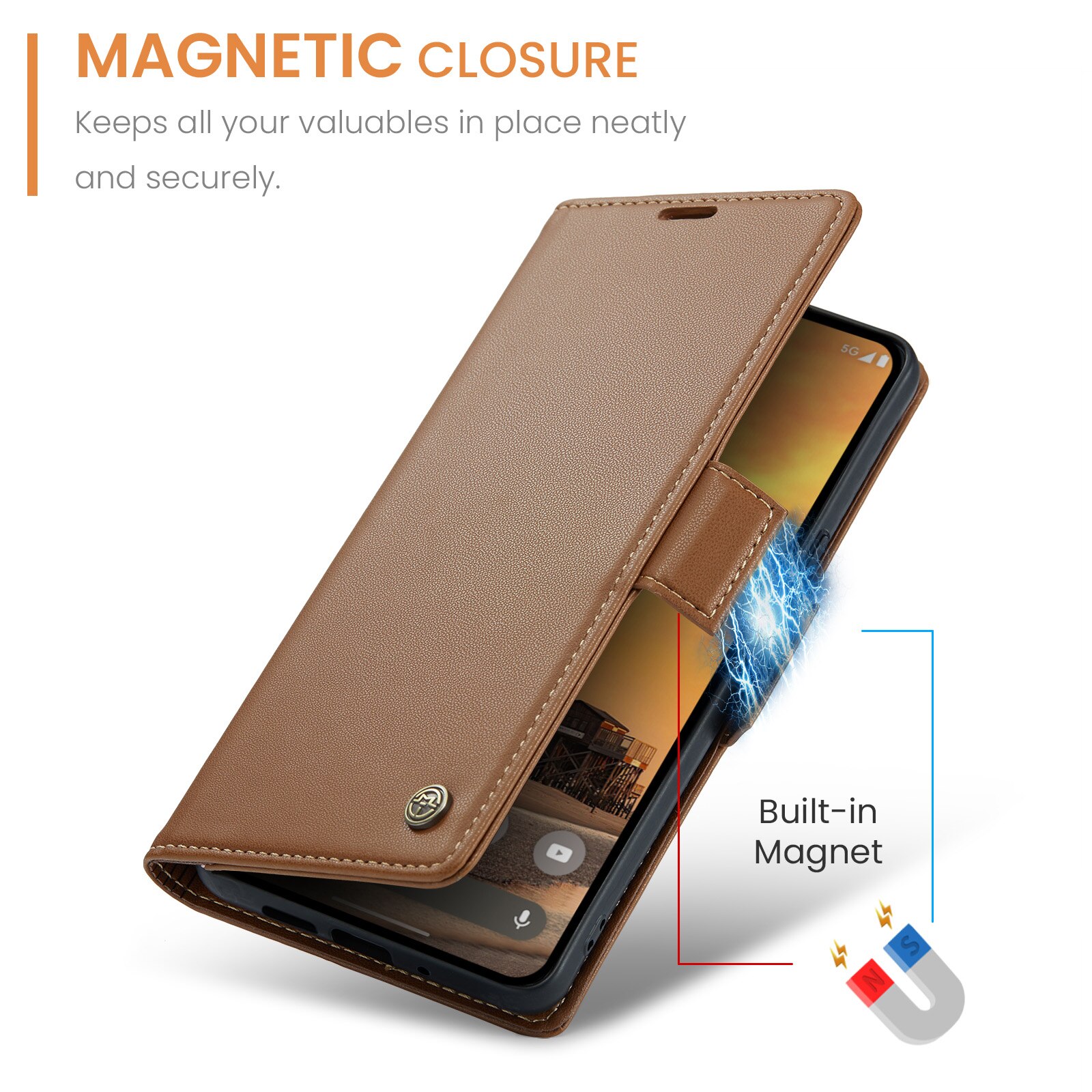 Custodie a portafoglio sottili anti-RFID Google Pixel 10 Marrone