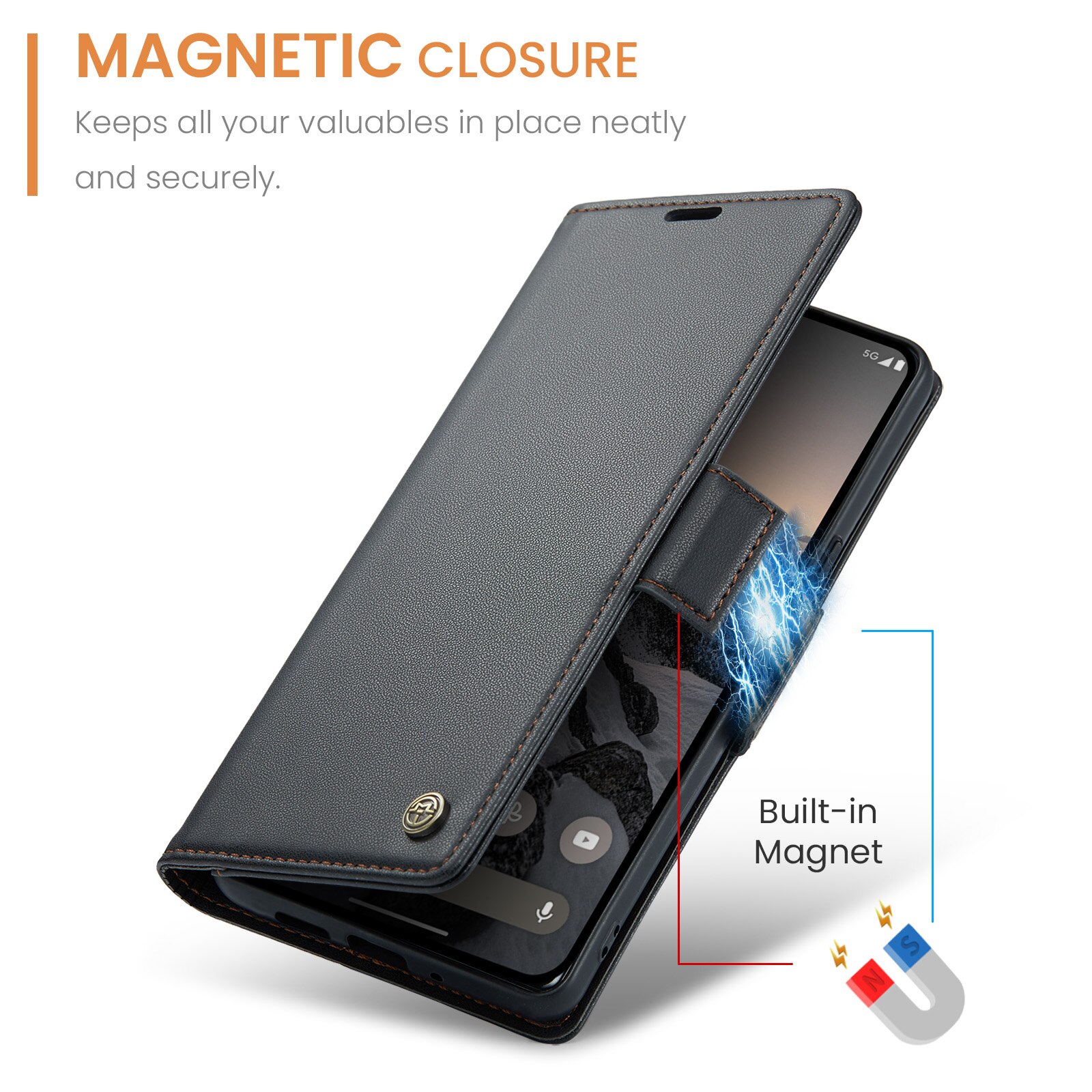 Custodie a portafoglio sottili anti-RFID Google Pixel 10 Nero
