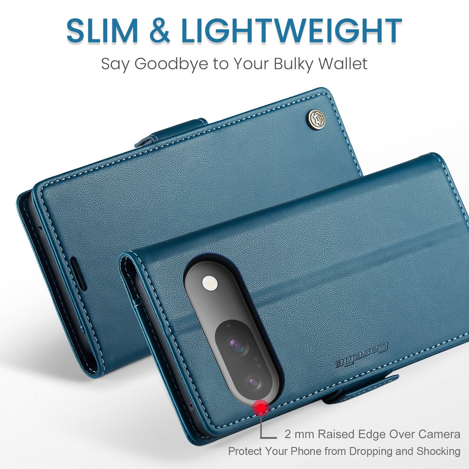 Custodie a portafoglio sottili anti-RFID Google Pixel 10 Blu