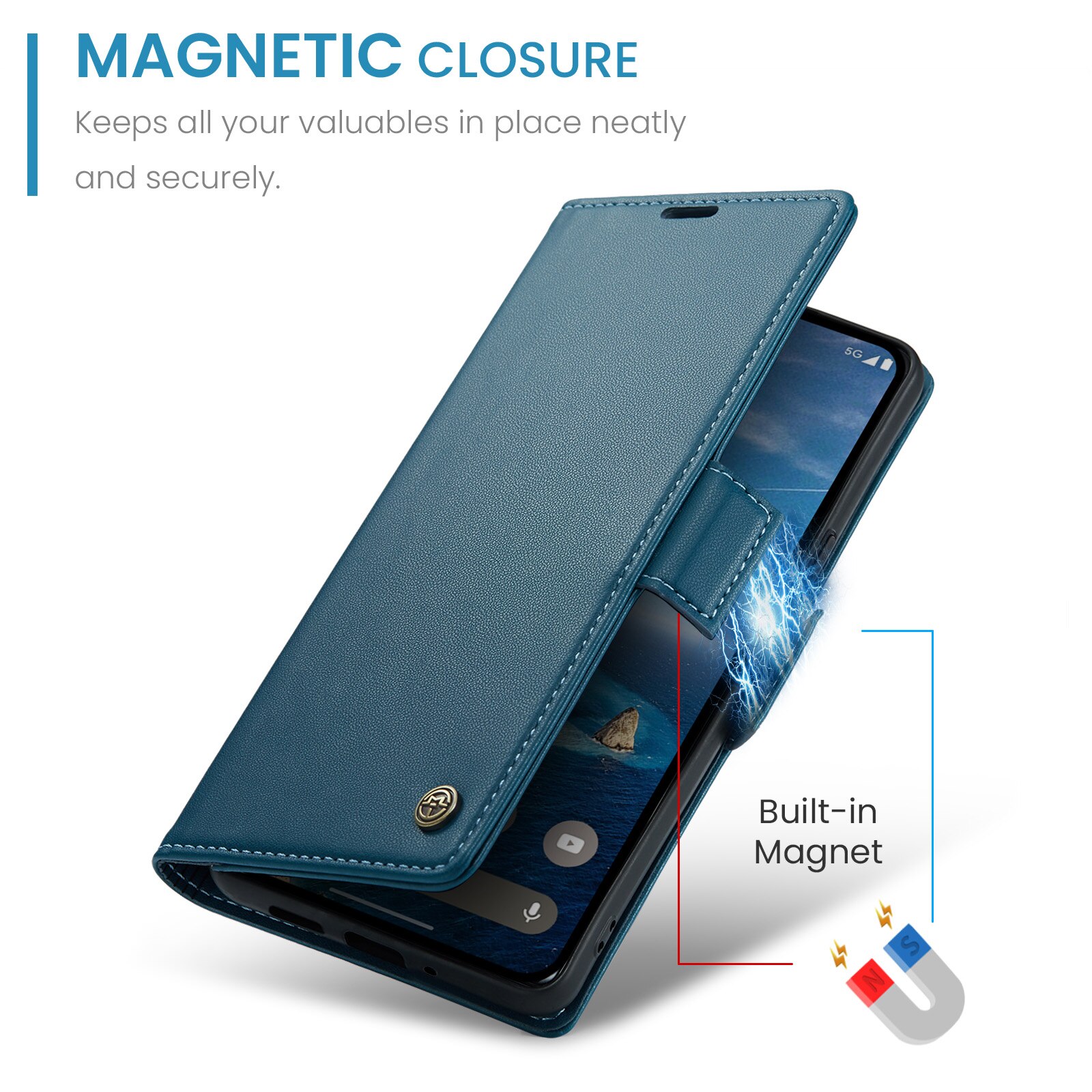 Custodie a portafoglio sottili anti-RFID Google Pixel 10 Blu