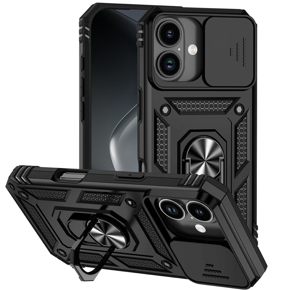 Cover ibride con anello e protezione fotocamera iPhone 17 Nero
