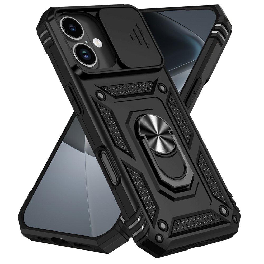Cover ibride con anello e protezione fotocamera iPhone 17 Nero
