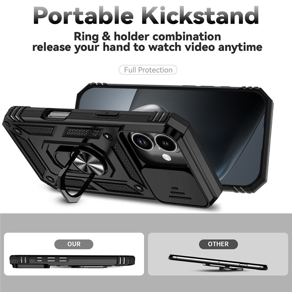 Cover ibride con anello e protezione fotocamera iPhone 17 Nero