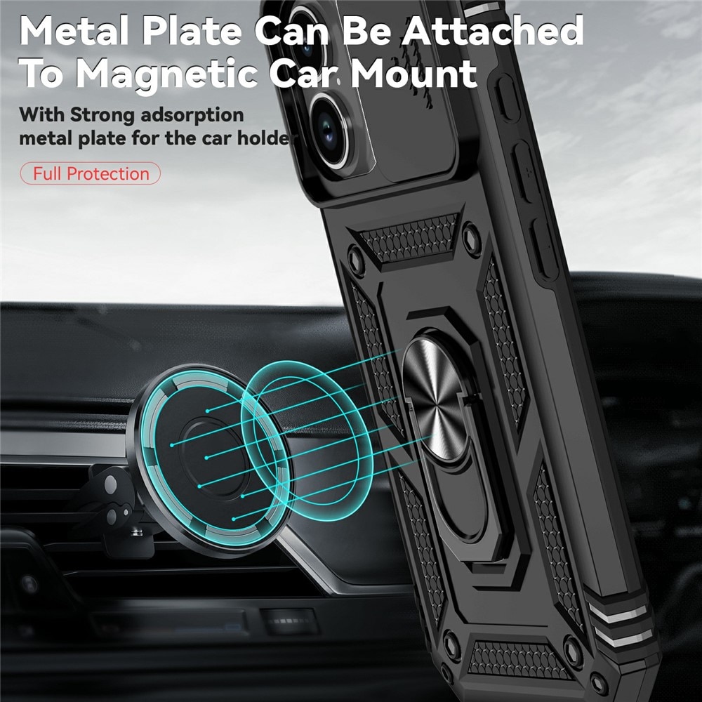 Cover ibride con anello e protezione fotocamera iPhone 17 Nero