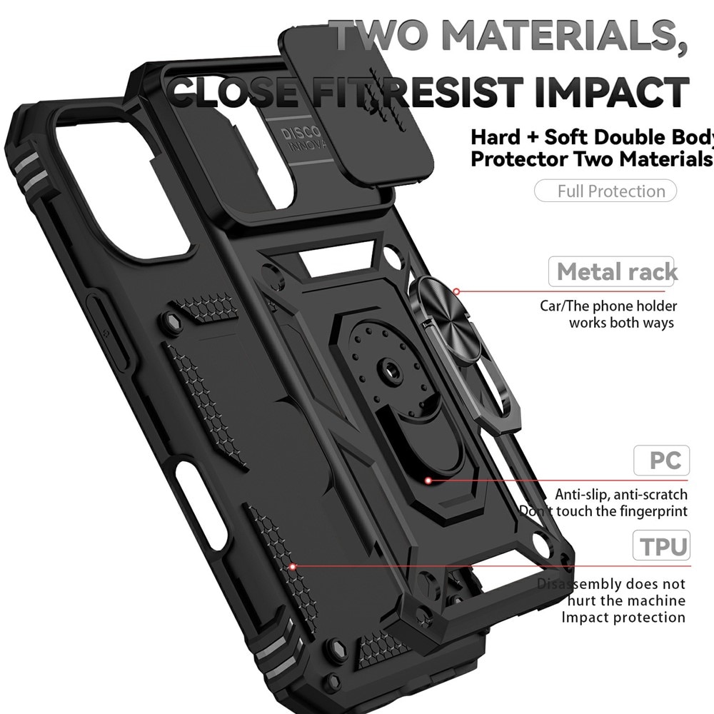 Cover ibride con anello e protezione fotocamera iPhone 17 Nero