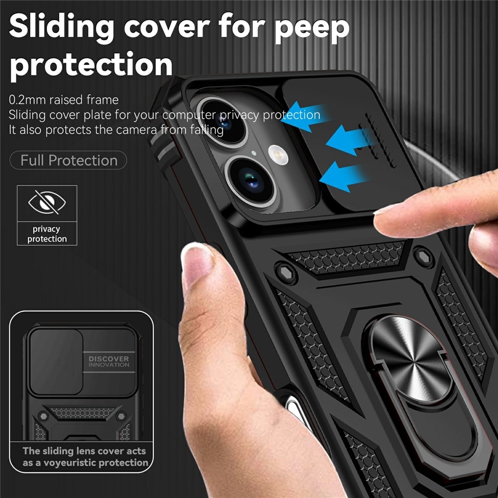 Cover ibride con anello e protezione fotocamera iPhone 17 Nero