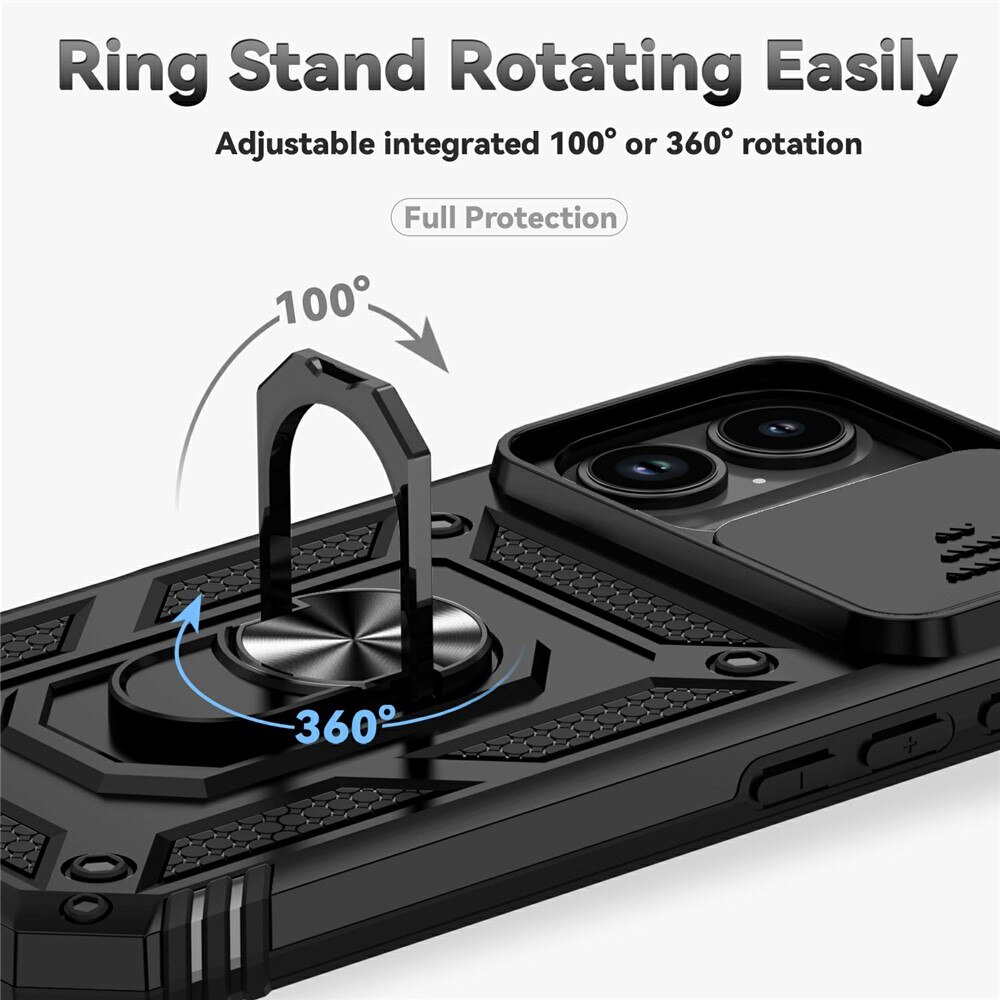 Cover ibride con anello e protezione fotocamera iPhone 17 Nero