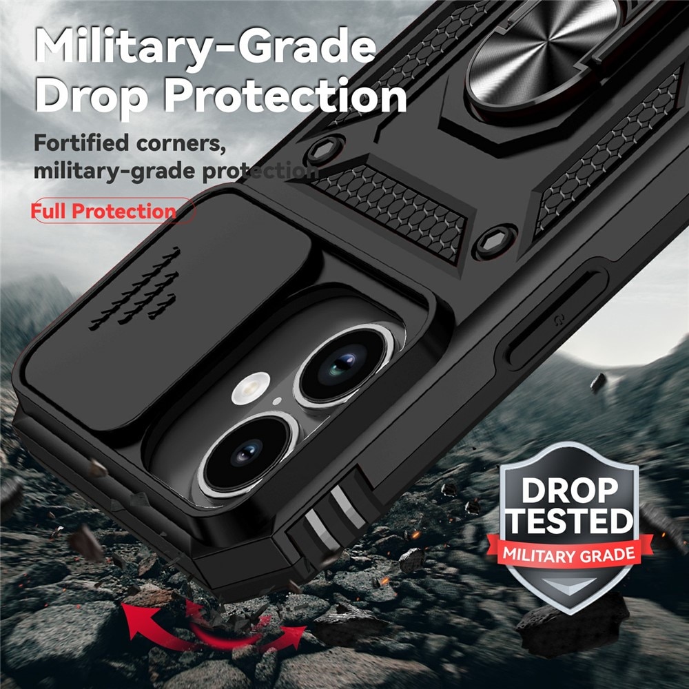 Cover ibride con anello e protezione fotocamera iPhone 17 Nero