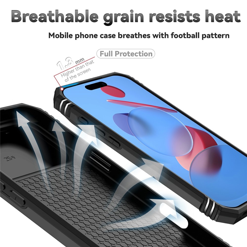 Cover ibride con anello e protezione fotocamera iPhone 17 Pro Max Nero