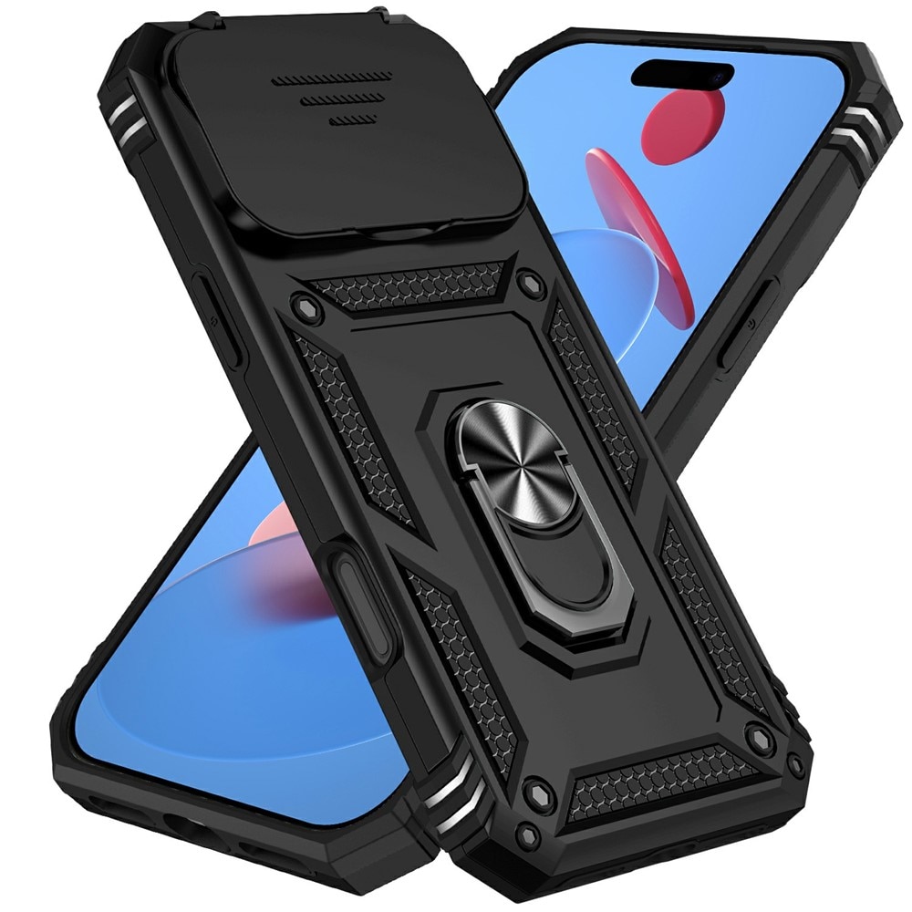 Cover ibride con anello e protezione fotocamera iPhone 17 Pro Max Nero