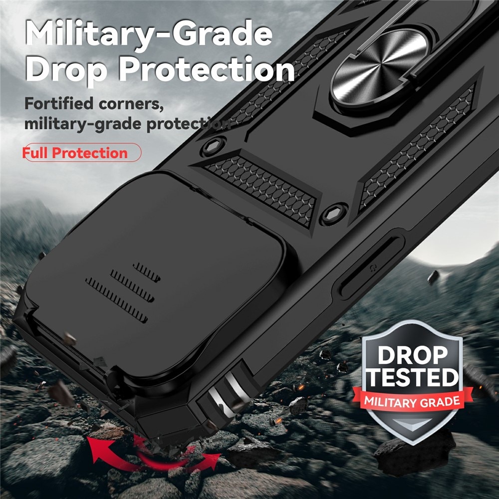 Cover ibride con anello e protezione fotocamera iPhone 17 Pro Max Nero