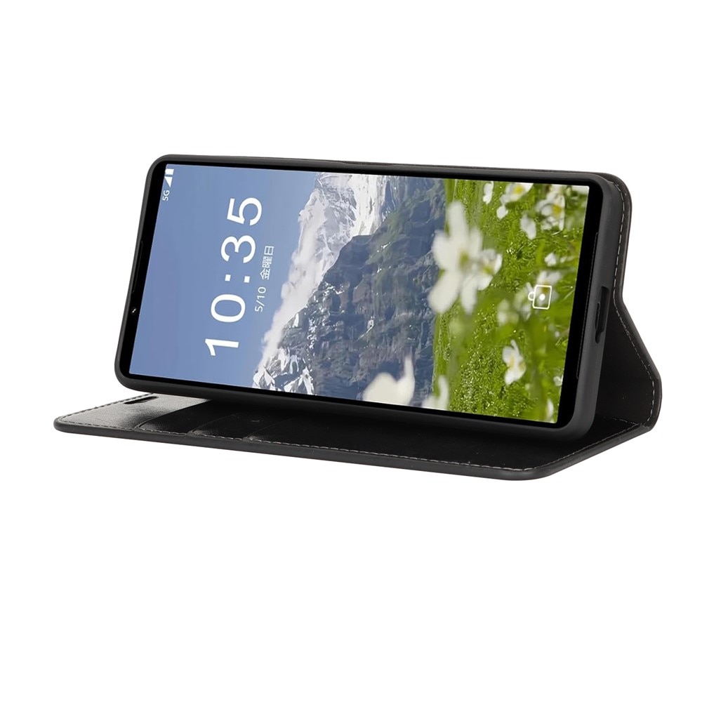 Cover Portafoglio in vera pelle Sony Xperia 1 VII Nero
