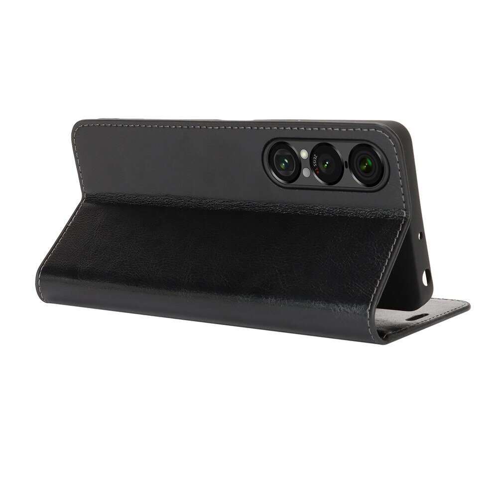Cover Portafoglio in vera pelle Sony Xperia 1 VII Nero