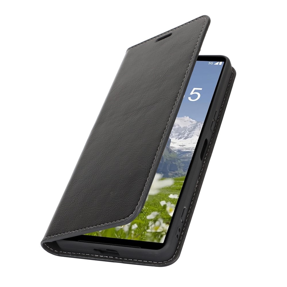 Cover Portafoglio in vera pelle Sony Xperia 1 VII Nero