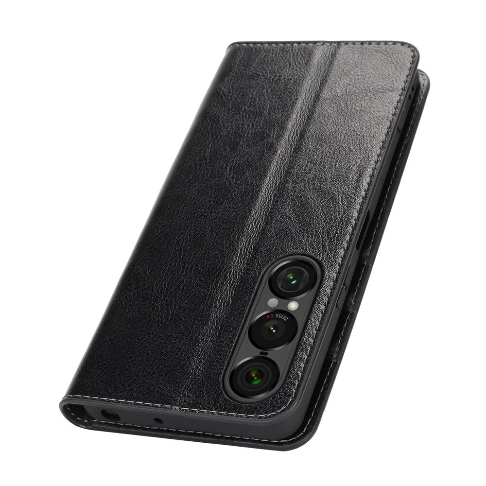 Cover Portafoglio in vera pelle Sony Xperia 1 VII Nero