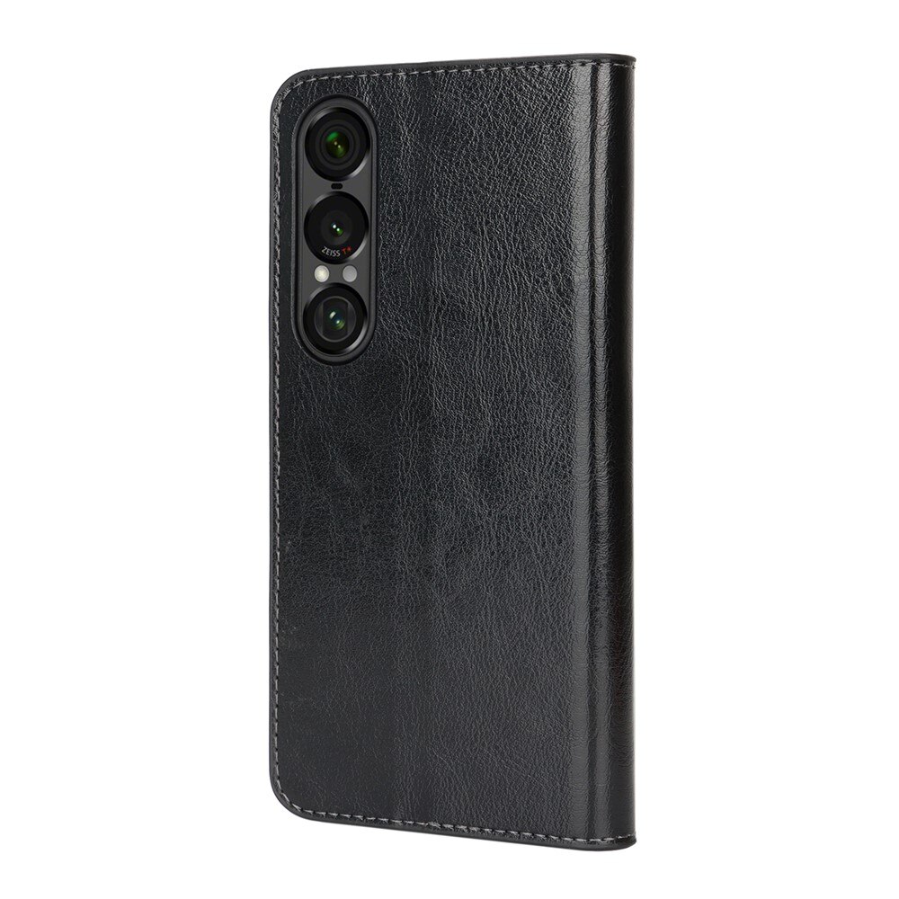 Cover Portafoglio in vera pelle Sony Xperia 1 VII Nero