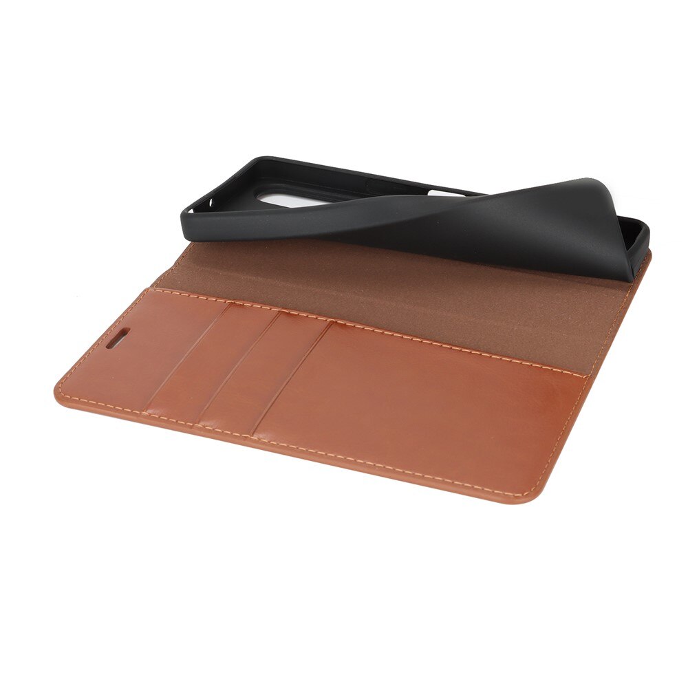 Cover Portafoglio in vera pelle Sony Xperia 1 VII Marrone
