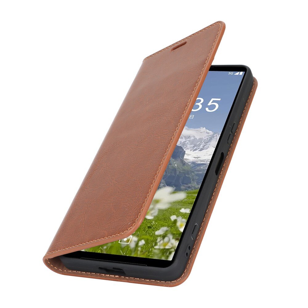 Cover Portafoglio in vera pelle Sony Xperia 1 VII Marrone