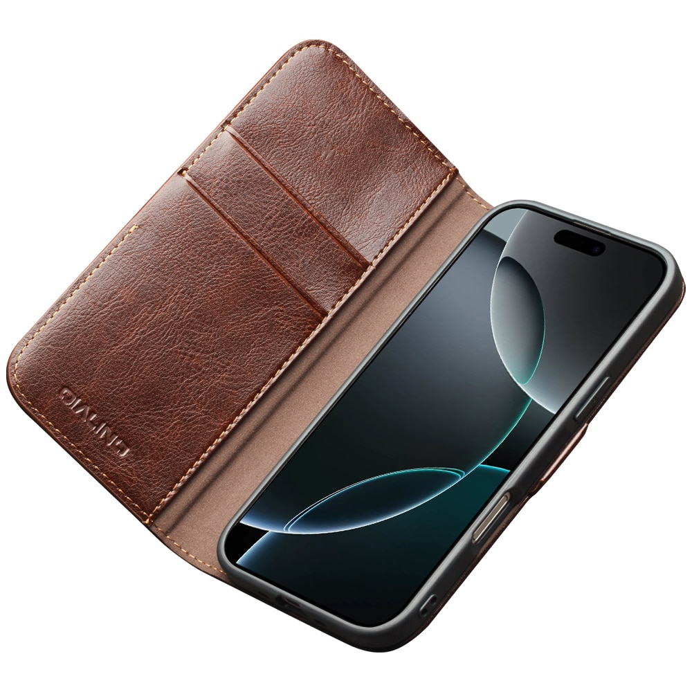 Leather Wallet Case iPhone 17 Pro Max Marrone