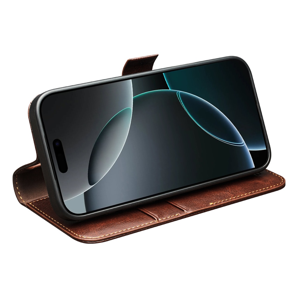 Leather Wallet Case iPhone 17 Pro Max Marrone