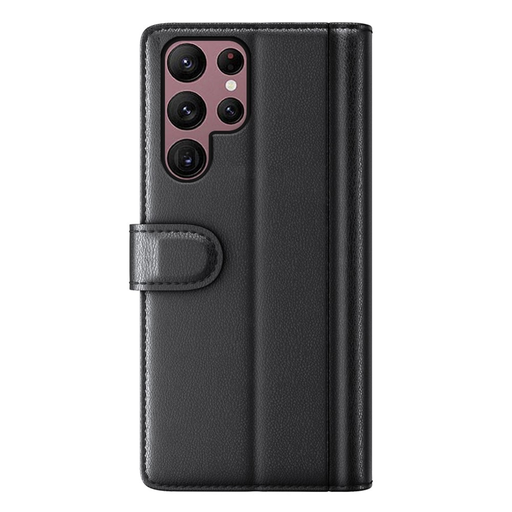 Custodia a portafoglio in vera pelle Samsung Galaxy S23 Ultra, Nero
