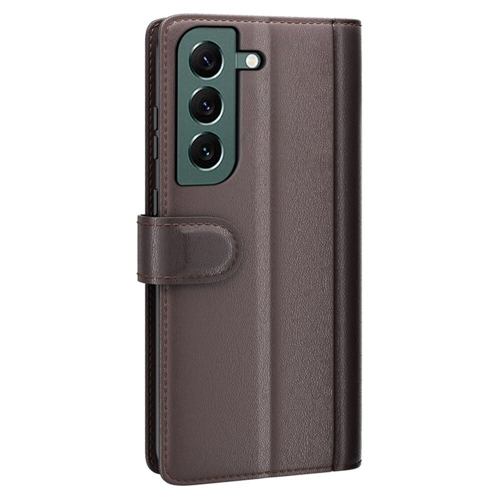Custodia a portafoglio in vera pelle Samsung Galaxy S23 Plus, Marrone