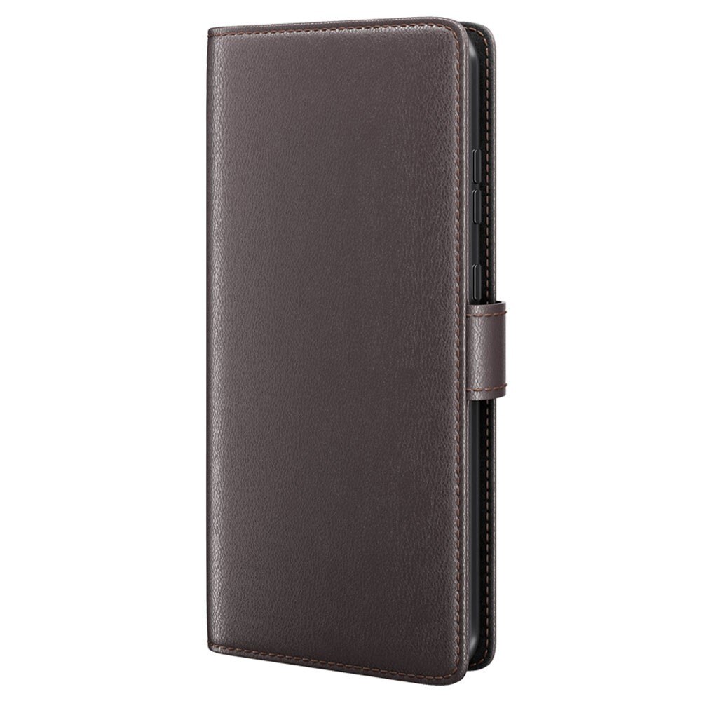 Custodia a portafoglio in vera pelle Samsung Galaxy S23 Plus, Marrone