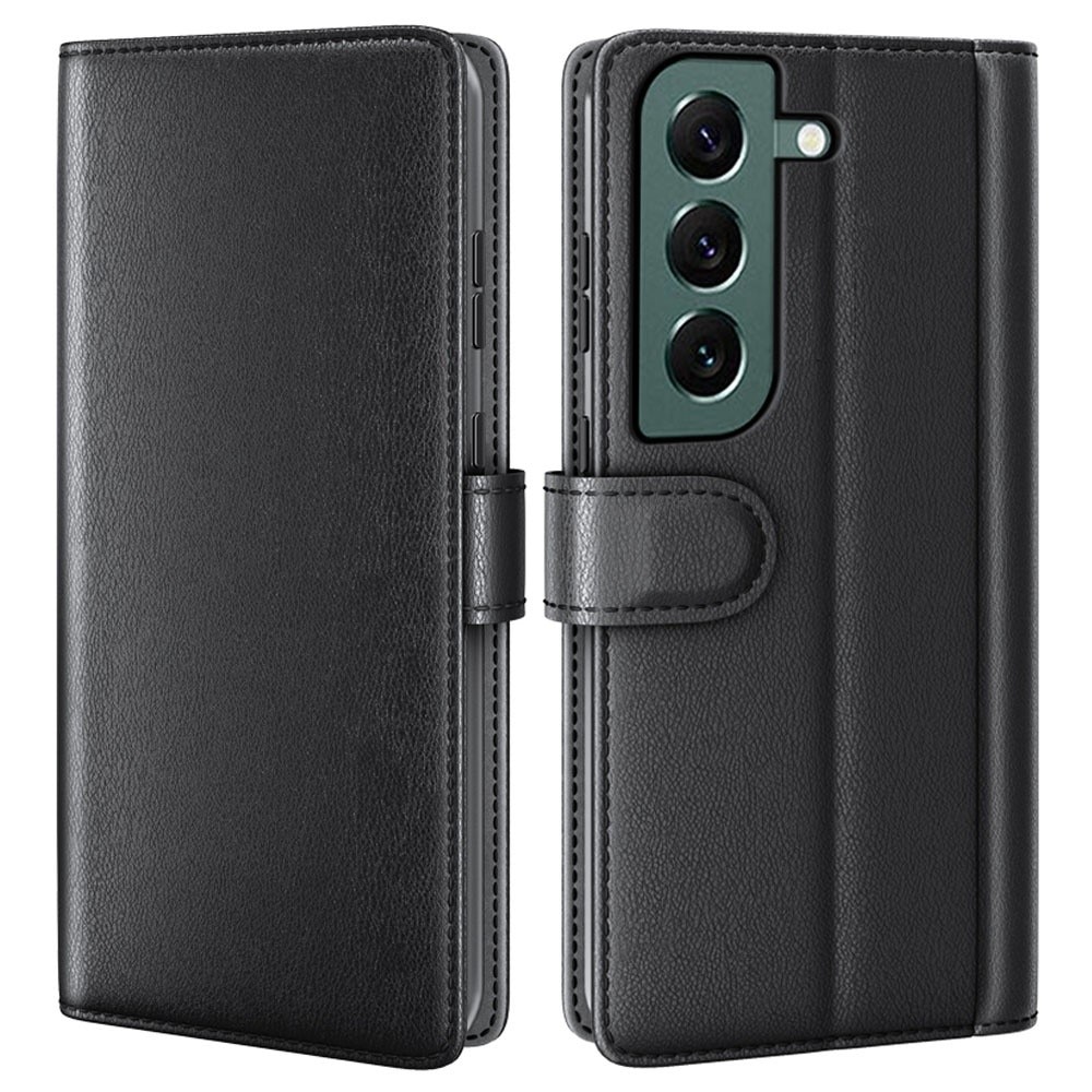 Custodia a portafoglio in vera pelle Samsung Galaxy S23 Plus, nero