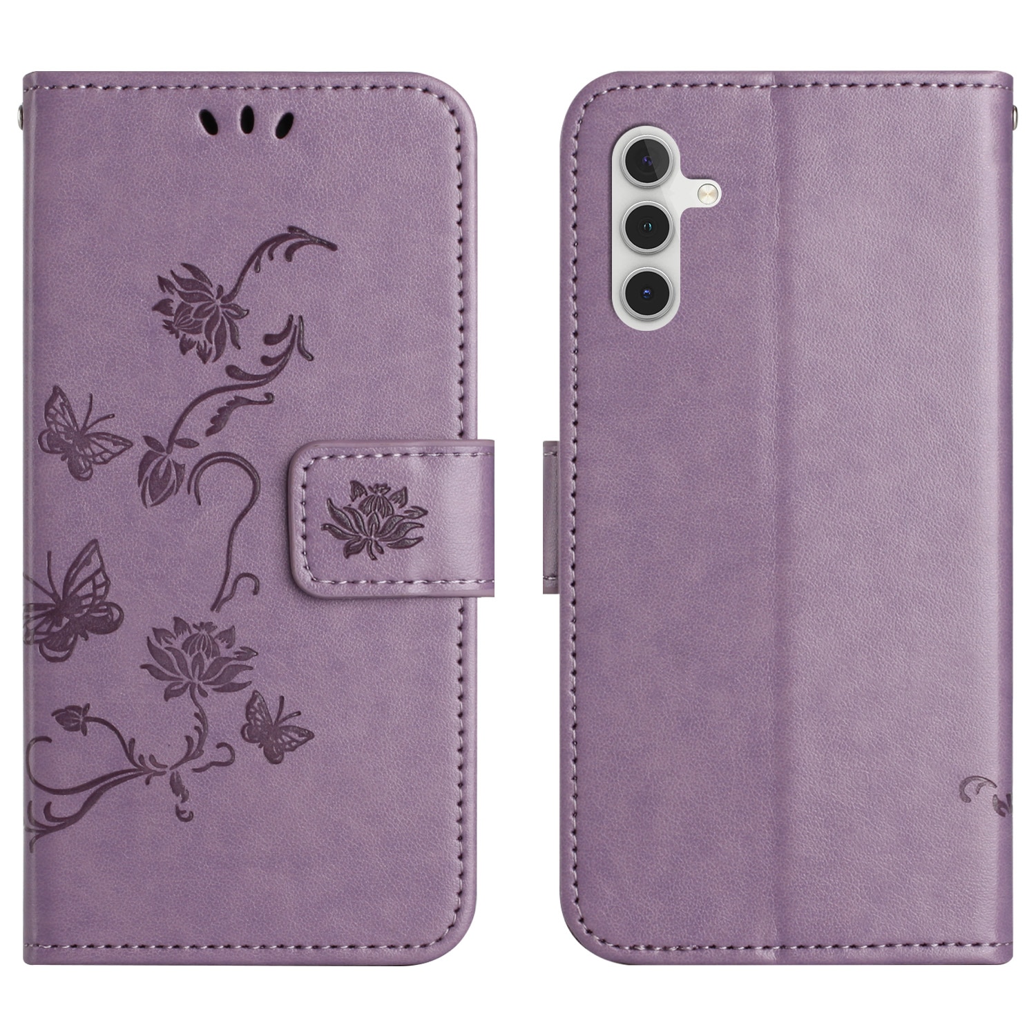 Custodia in pelle a farfalle per Samsung Galaxy S25 FE, Viola