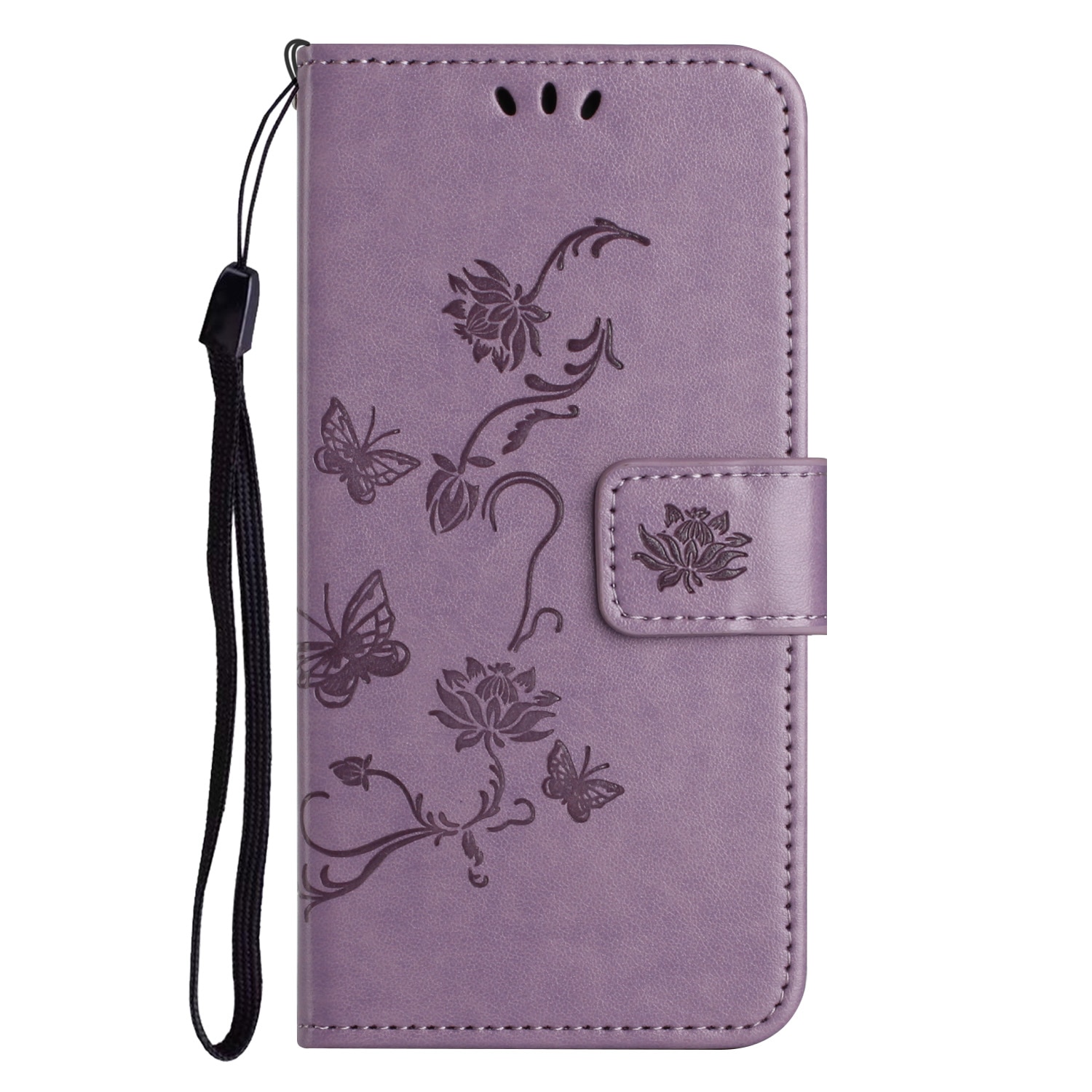 Custodia in pelle a farfalle per Samsung Galaxy S25 FE, Viola