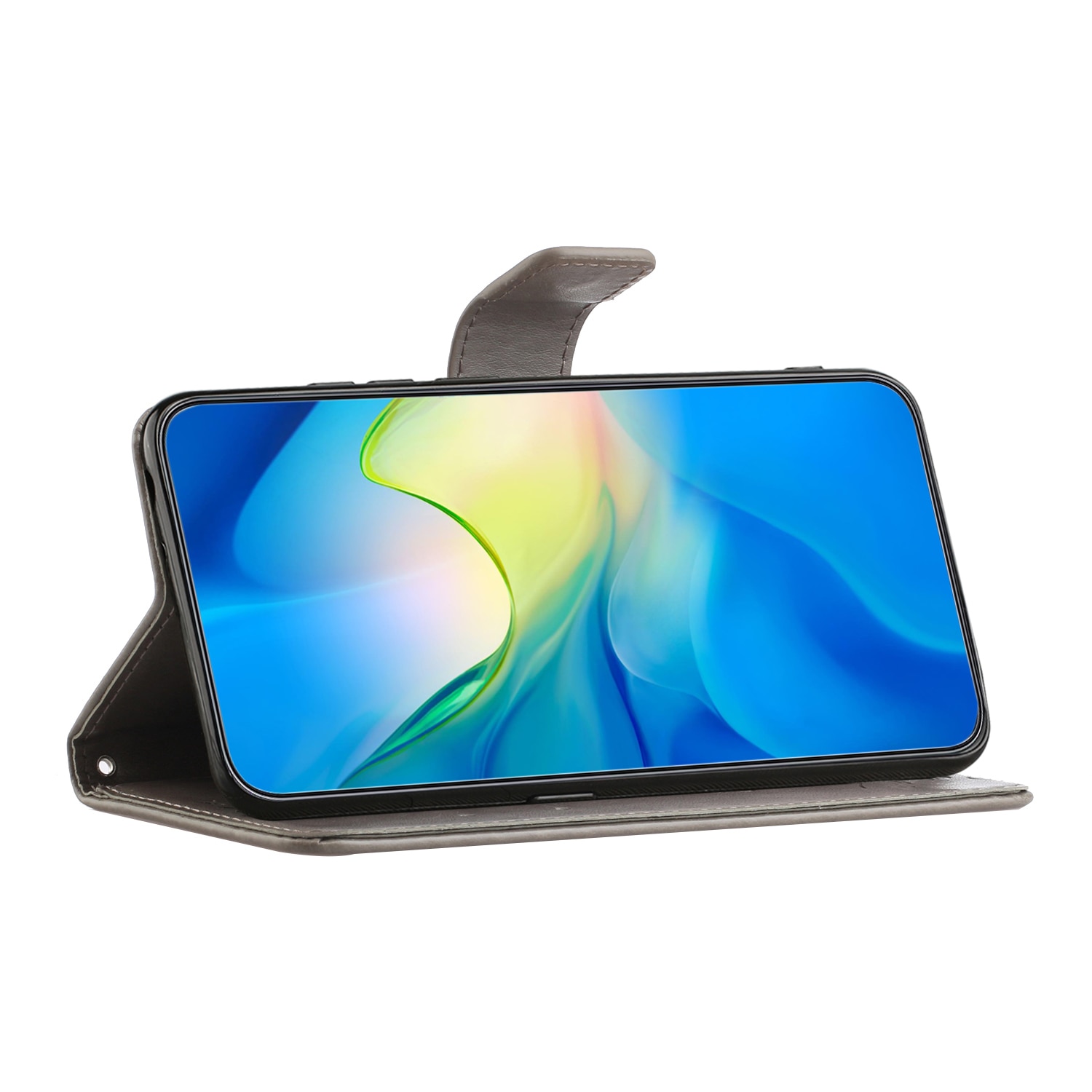 Custodia in pelle a farfalle per Samsung Galaxy S25 FE, Grigio