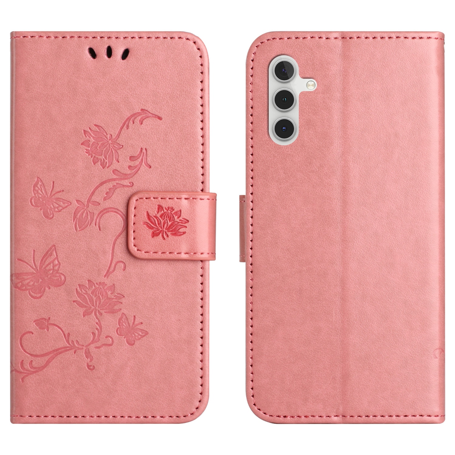 Custodia in pelle a farfalle per Samsung Galaxy S25 FE, Rosa