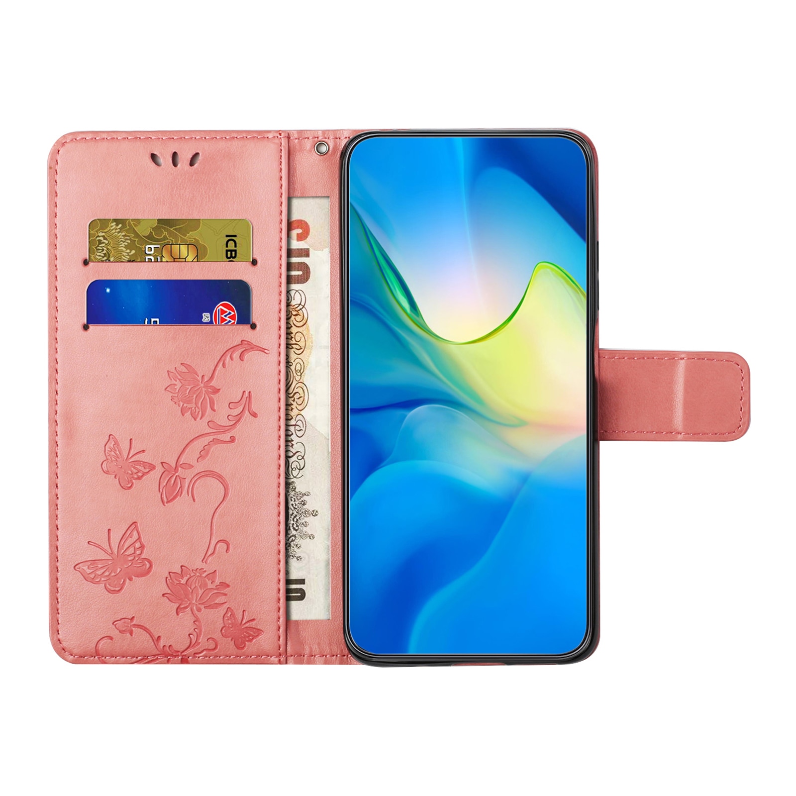 Custodia in pelle a farfalle per Samsung Galaxy S25 FE, Rosa