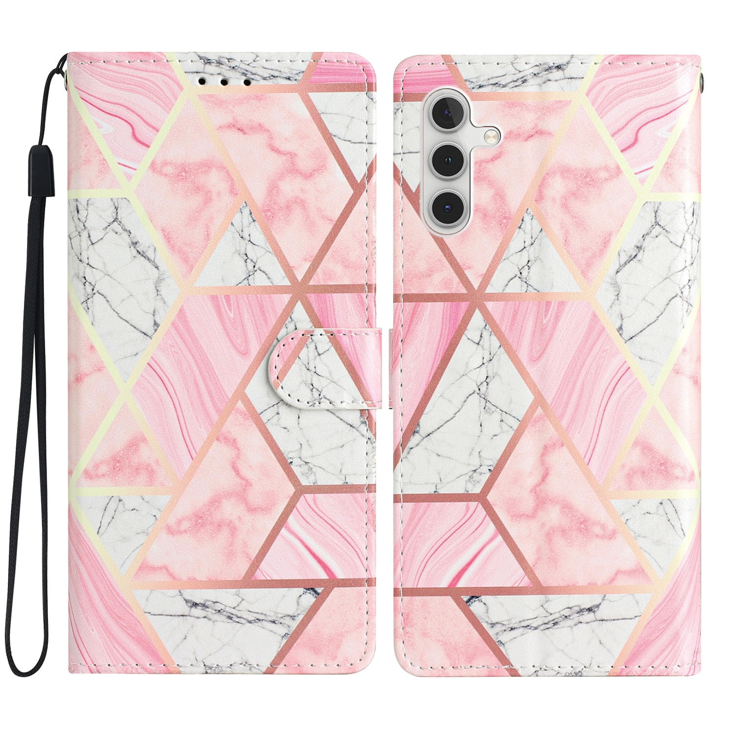 Cover portafoglio Samsung Galaxy S25 FE marmo rosa