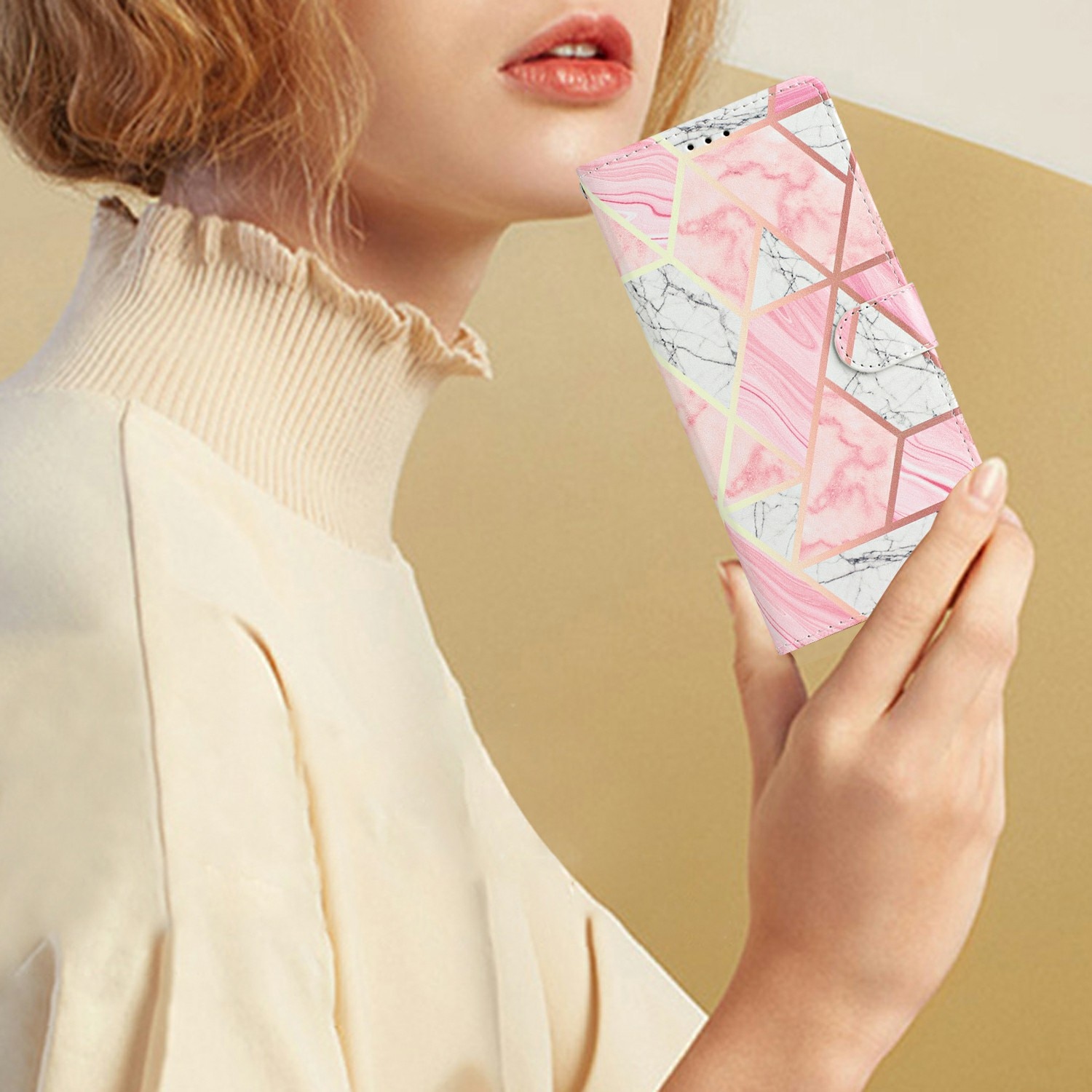 Cover portafoglio Samsung Galaxy S25 FE marmo rosa