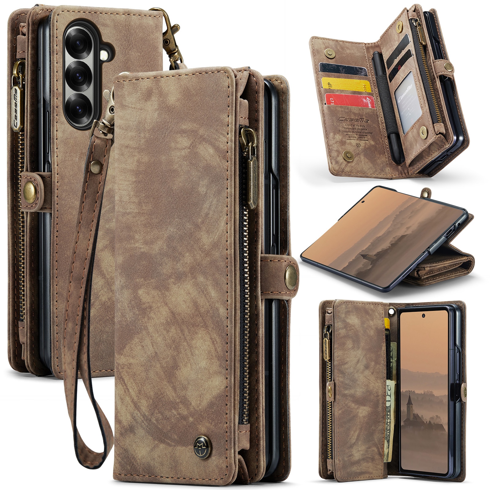 Cover portafoglio Multi-Slot Samsung Galaxy Z Fold 7 Marrone