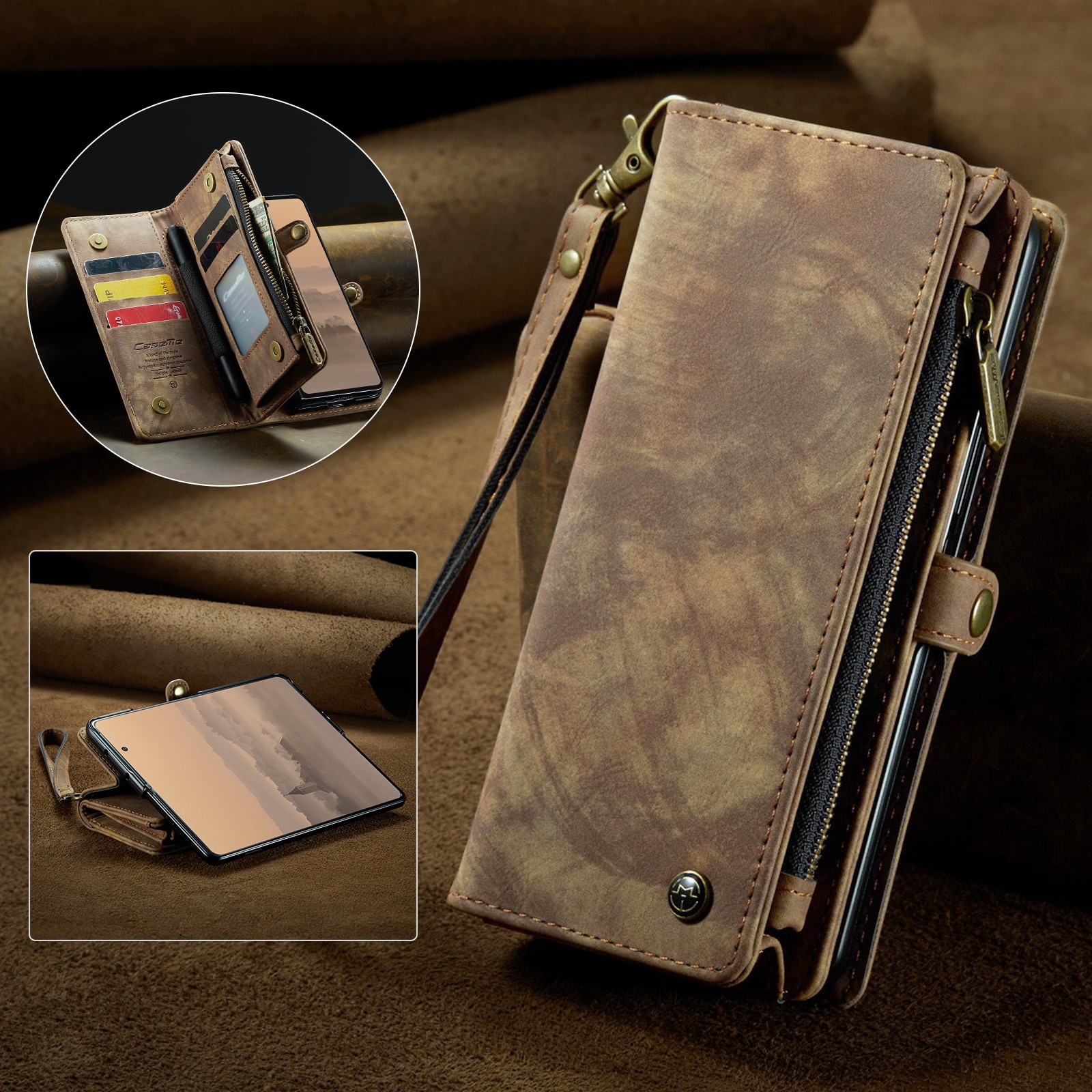 Cover portafoglio Multi-Slot Samsung Galaxy Z Fold 7 Marrone