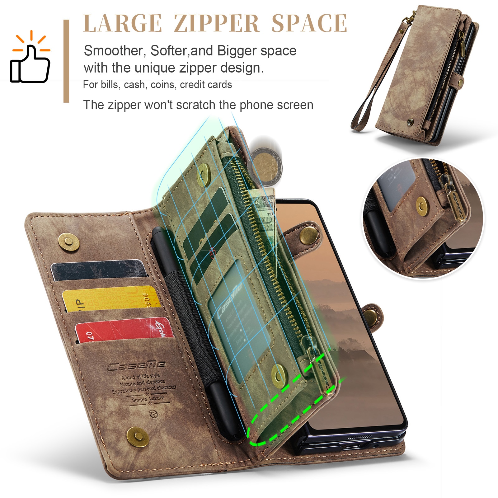 Cover portafoglio Multi-Slot Samsung Galaxy Z Fold 7 Marrone