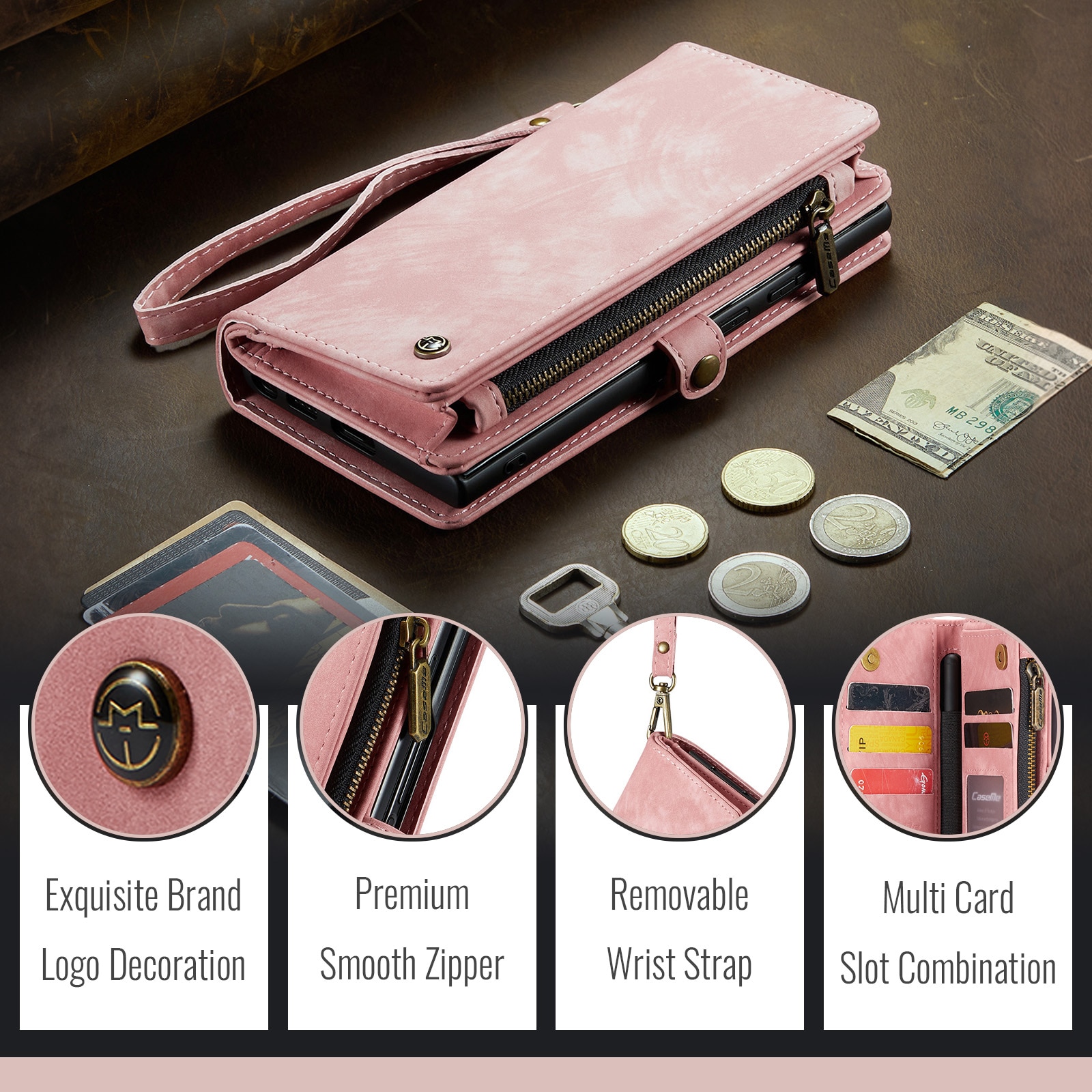 Cover portafoglio Multi-Slot Samsung Galaxy Z Fold 7 Rosa