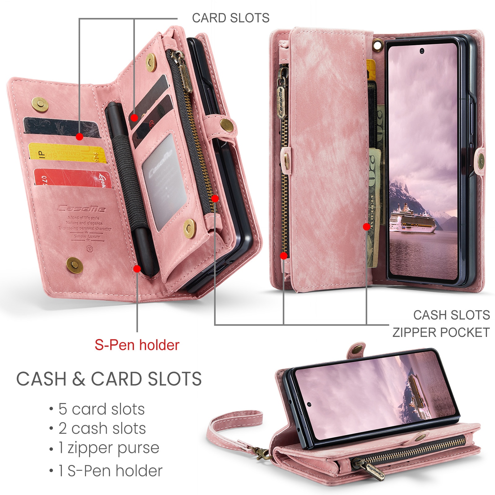 Cover portafoglio Multi-Slot Samsung Galaxy Z Fold 7 Rosa