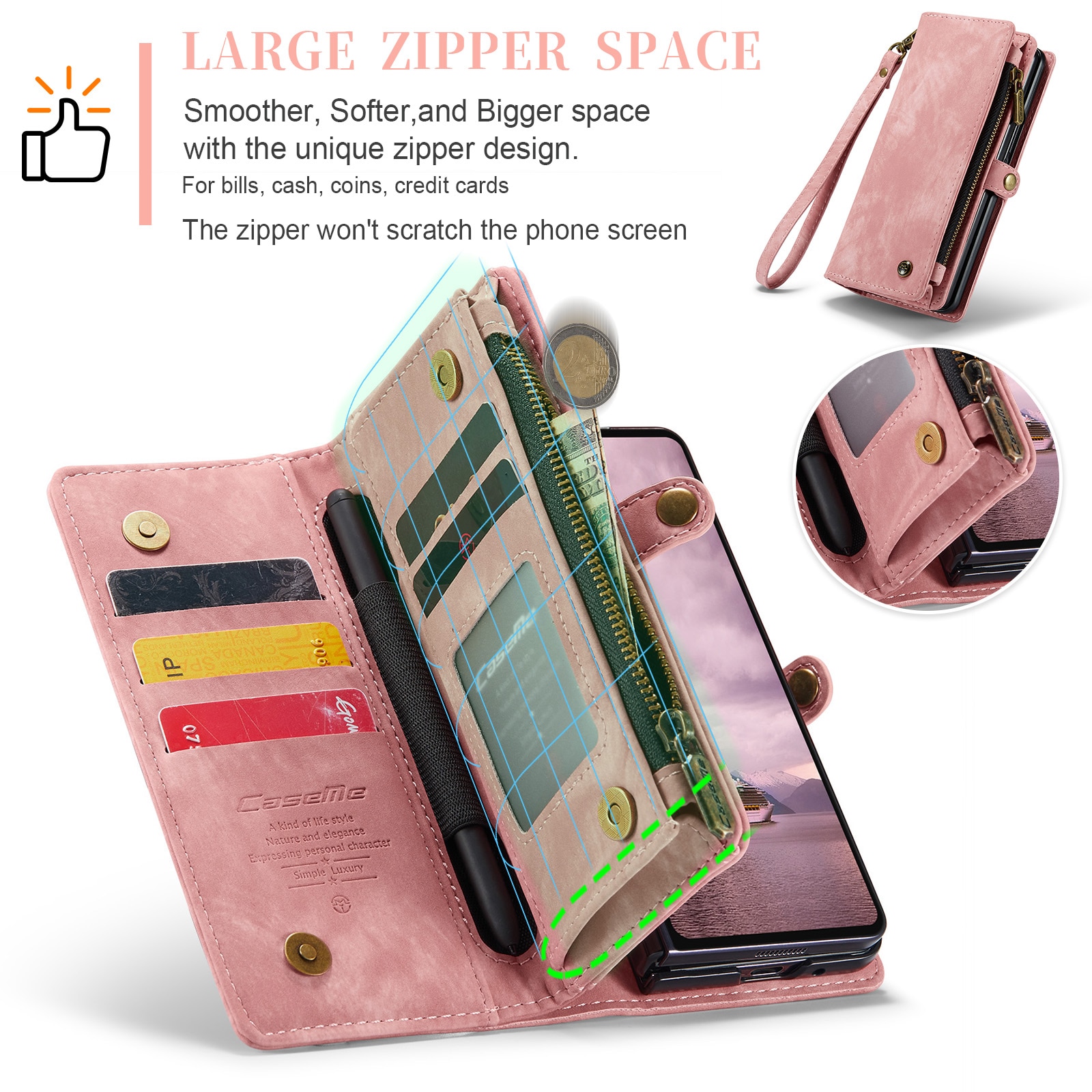 Cover portafoglio Multi-Slot Samsung Galaxy Z Fold 7 Rosa