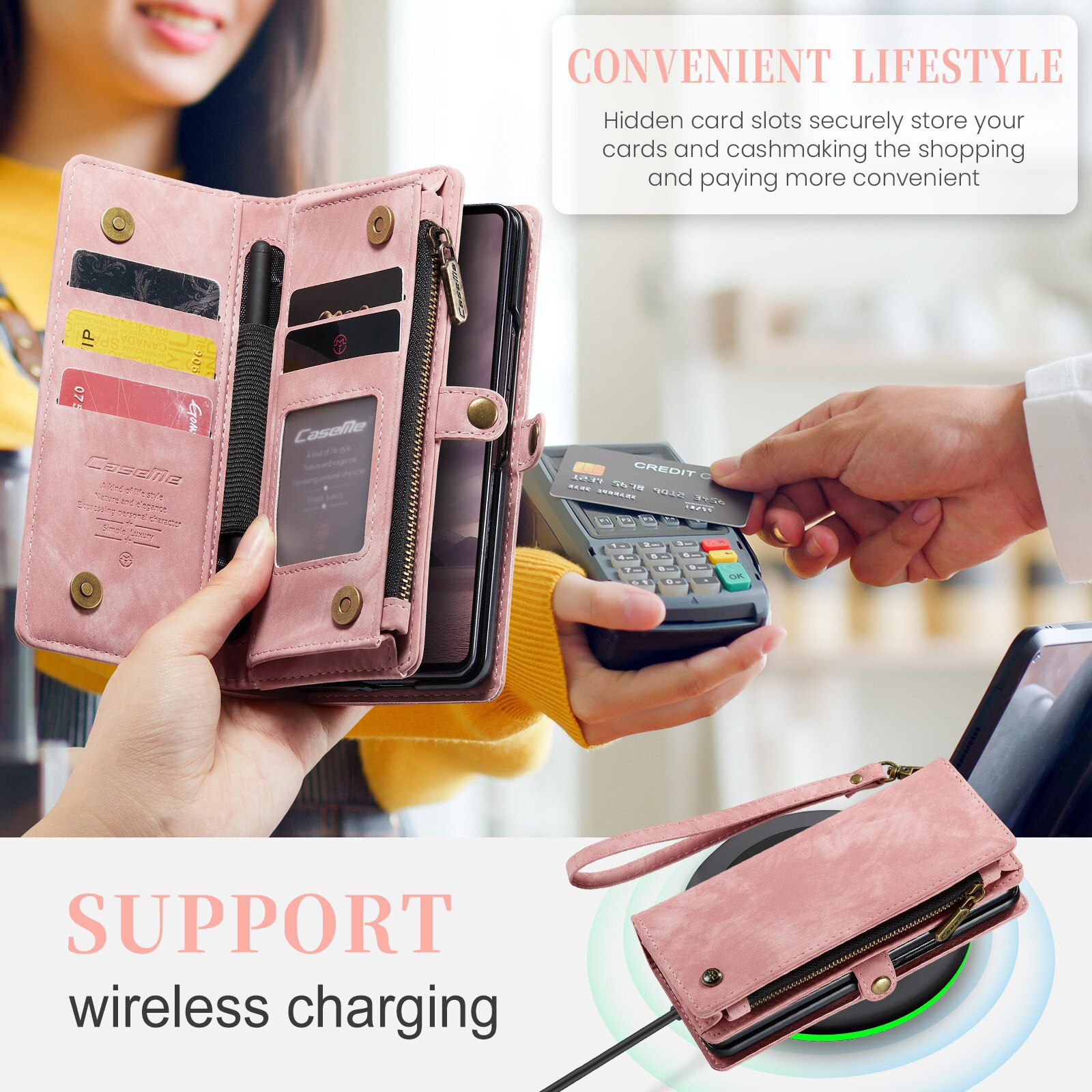 Cover portafoglio Multi-Slot Samsung Galaxy Z Fold 7 Rosa