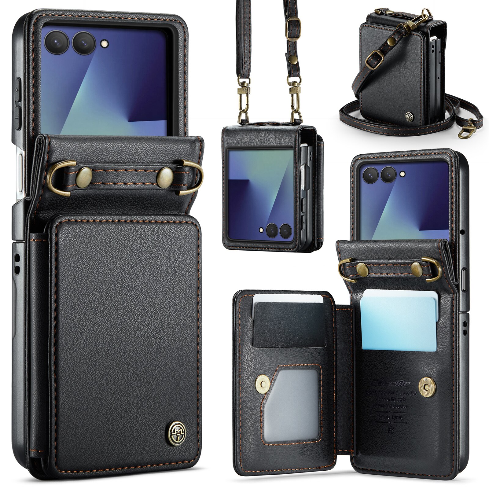Cover con portacarte anti-RFID Samsung Galaxy Z Flip 7 Nero
