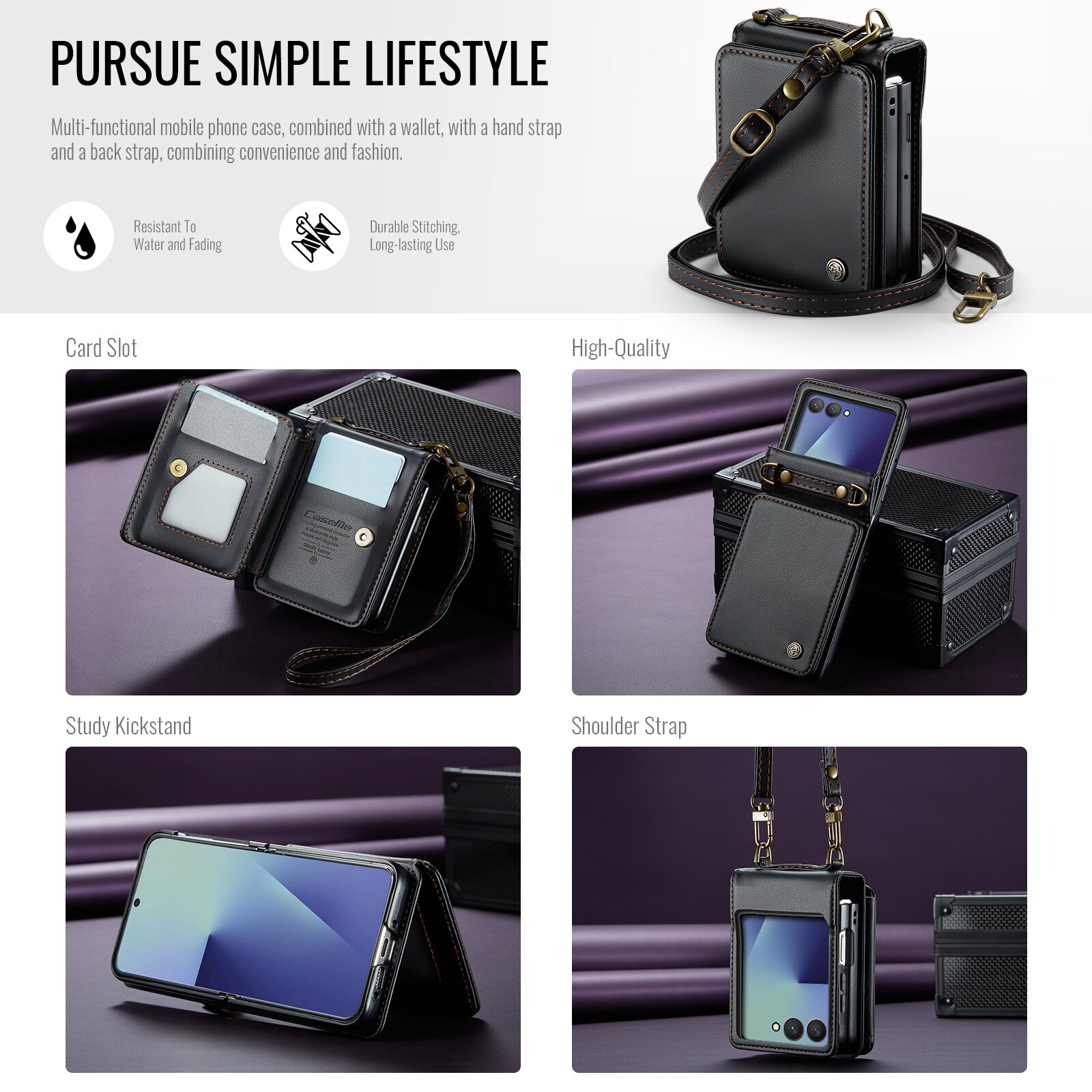Cover con portacarte anti-RFID Samsung Galaxy Z Flip 7 Nero