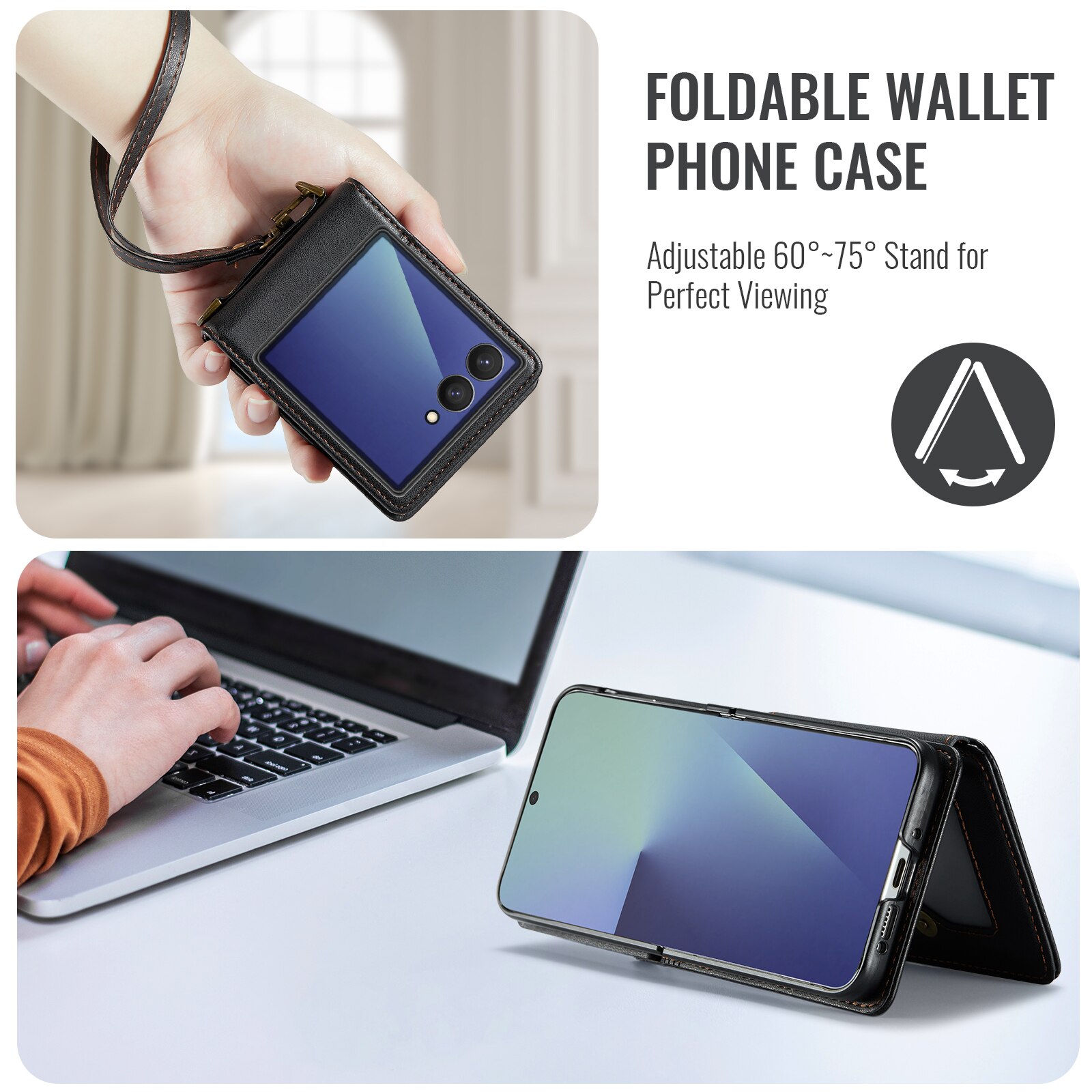 Cover con portacarte anti-RFID Samsung Galaxy Z Flip 7 Nero