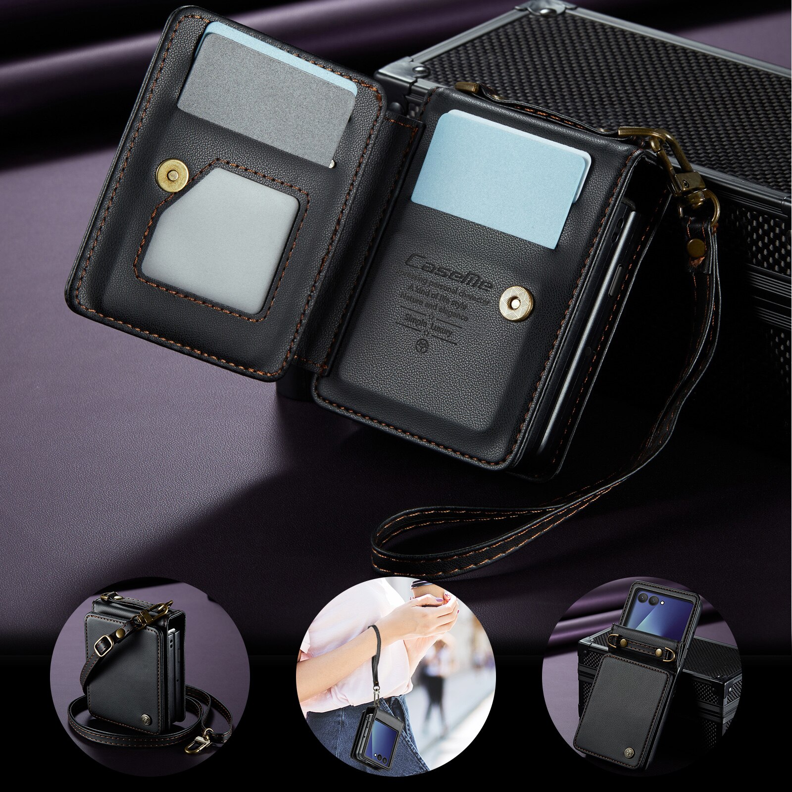 Cover con portacarte anti-RFID Samsung Galaxy Z Flip 7 Nero