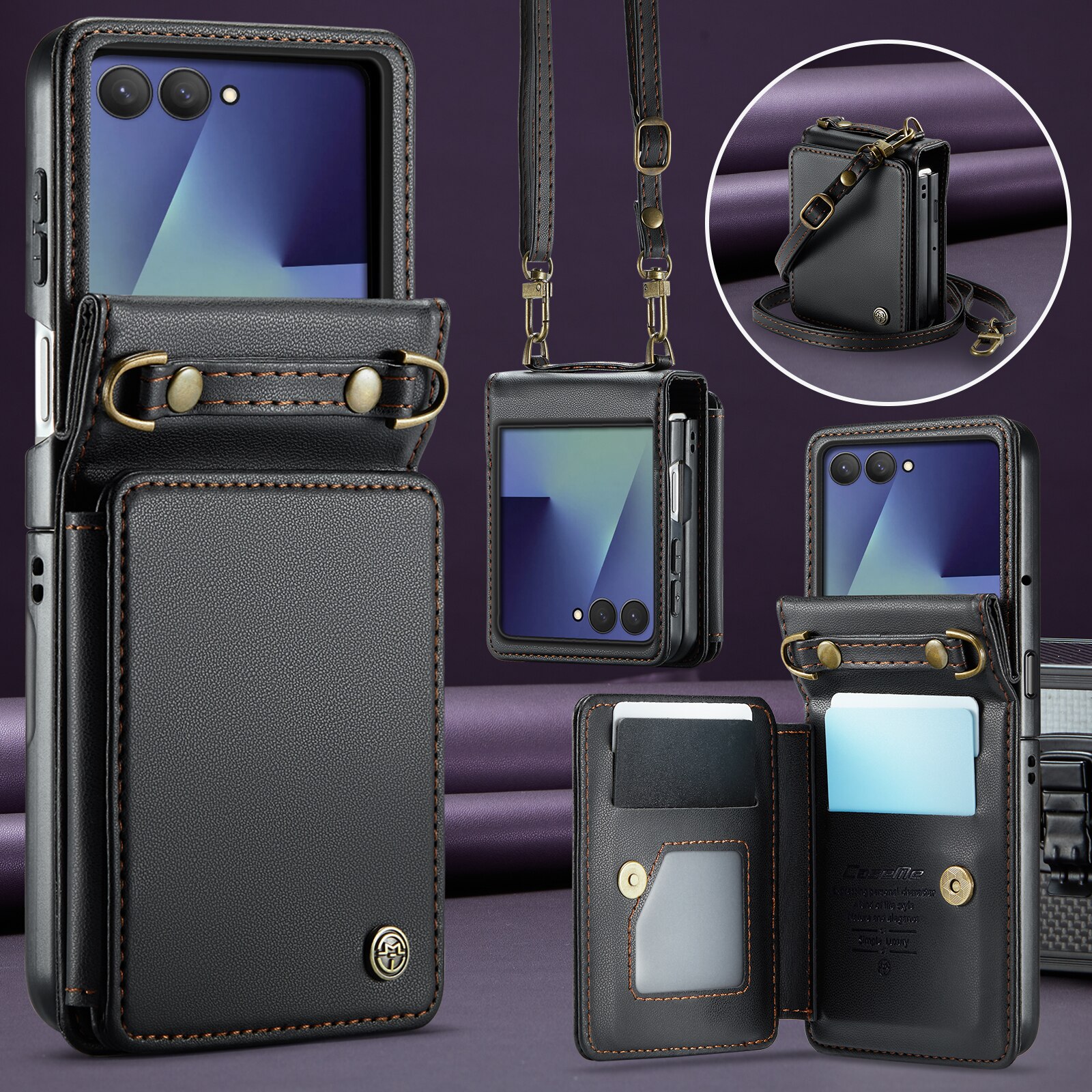 Cover con portacarte anti-RFID Samsung Galaxy Z Flip 7 Nero