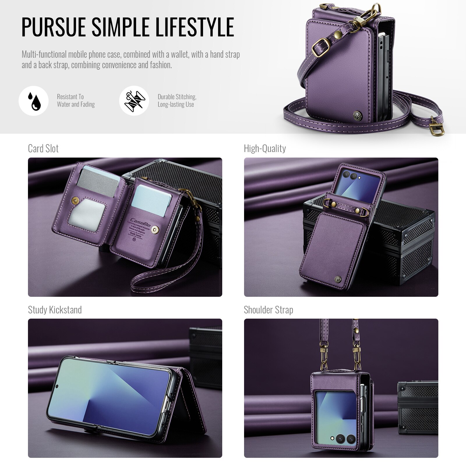 Cover con portacarte anti-RFID Samsung Galaxy Z Flip 7 Viola